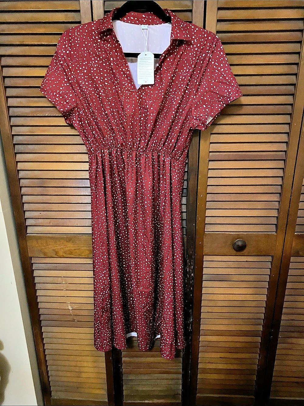 Valanio Polka Dot Midi Dress in Red